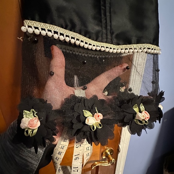 Silk embroidered pearl lace pants formal trouser Large - Picture 9 of 11